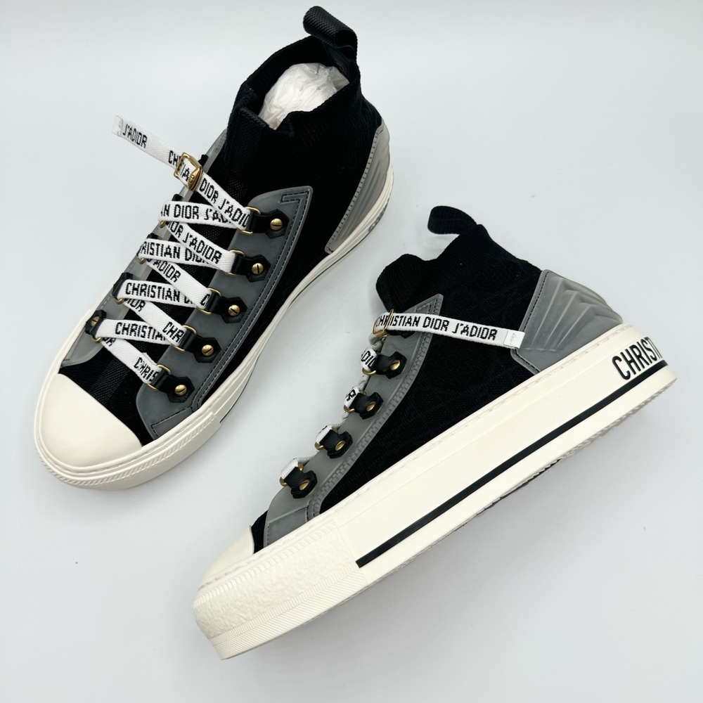 NEW Christian Dior Black Walk n Dior High Top Lace Up Sneakers Trainers Shoes